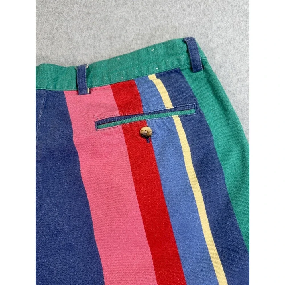 Nautica Men's Striped Shorts Size 36 Multicolor 100% Cotton Pleated Front